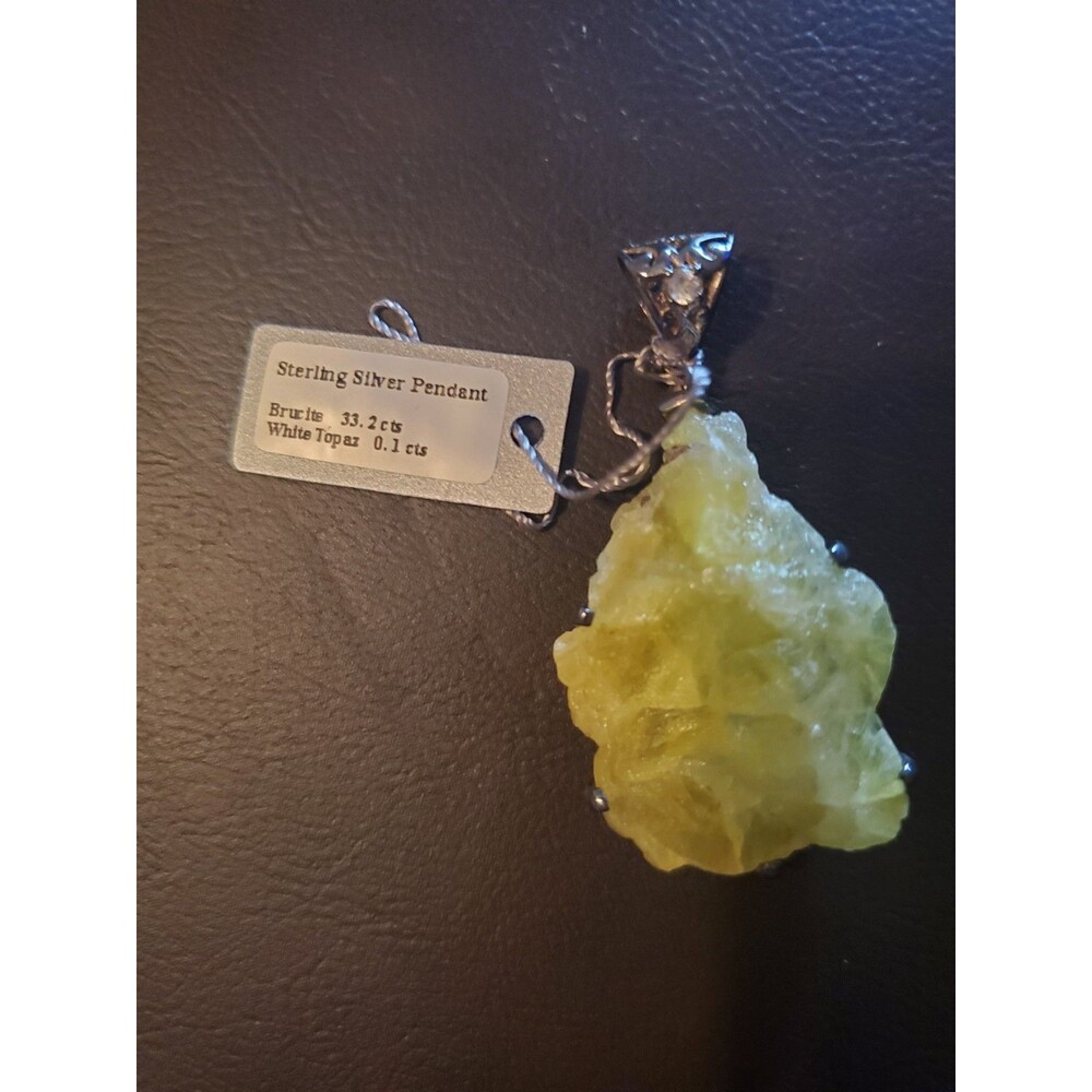 Starborn Creations 925 Silver Pendant With Large Brucite And White Topaz - Picture 9 of 11